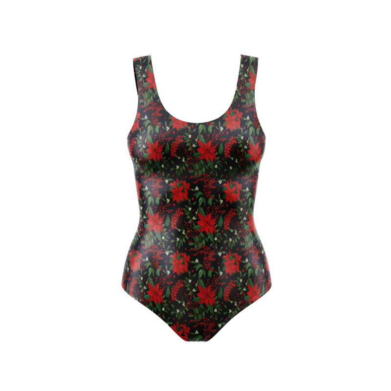 Elegant Poinsettia Mistletoe BodysuitFront 12