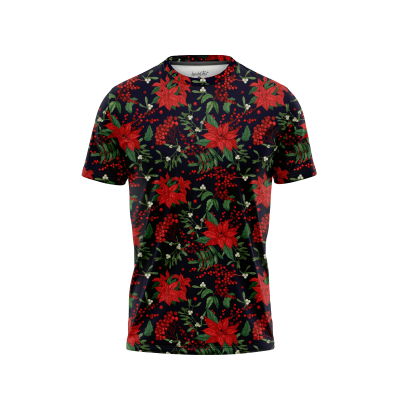 Elegant Poinsettia & Mistletoe Men’s T-Shirt