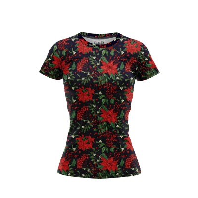 Elegant Poinsettia & Mistletoe Women’s T-Shirt