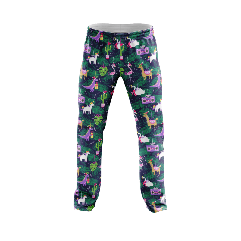Purple Dino Xmas PajamaPantsFront
