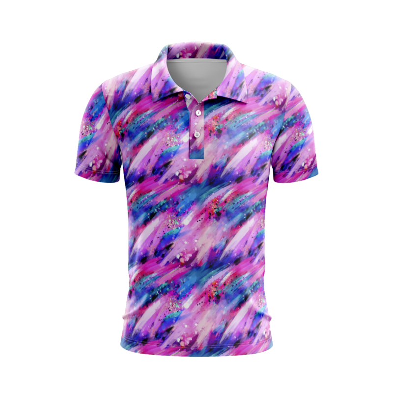 Abstract Watercolor Flair PoloShirtMenFront