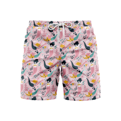 Black and White Safari Swim Trunks