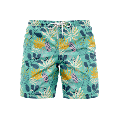 Luxury Golden Flora Swim Trunks