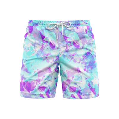 Summer-Themed Tie-Dye Swim Trunks