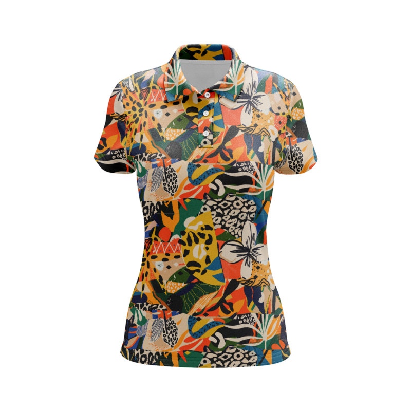 Tropical Strokes PoloShirtWomenFront