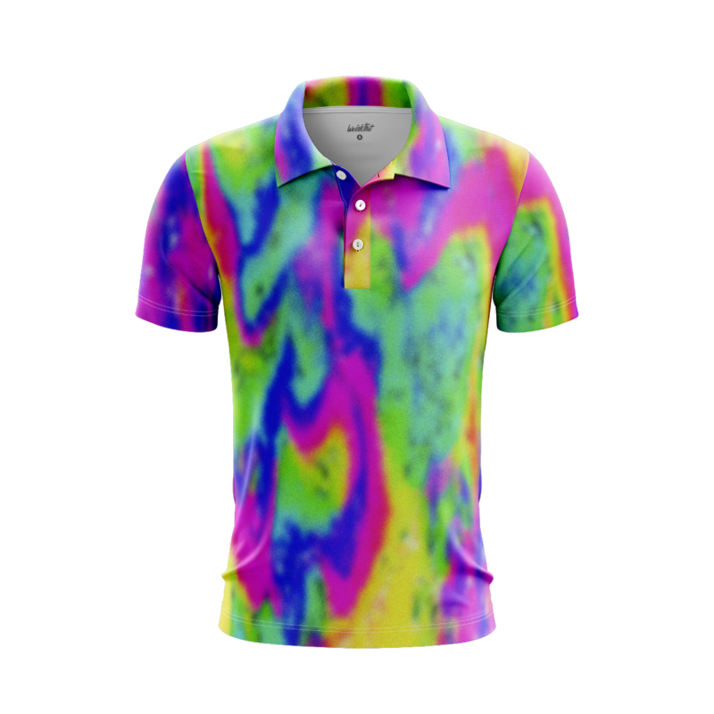 Vibrant tie dye fiesta PoloShirtMenFront