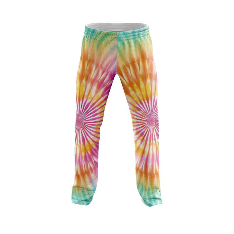 Vibrant tie dye patterns PajamaPantsFront