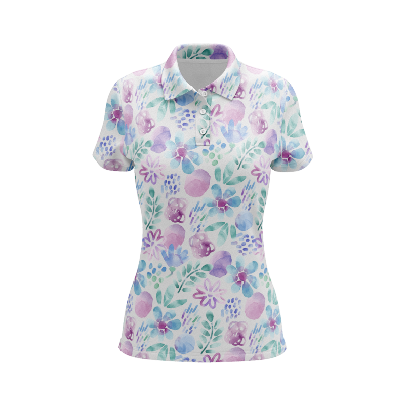 Watercolor Whimsy PoloShirtWomenFront