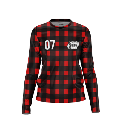 Custom Red and Black Women’s Long Sleeve Shirt
