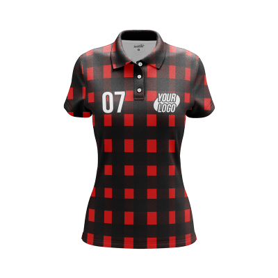 Custom Red and Black Women’s Polo Shirt